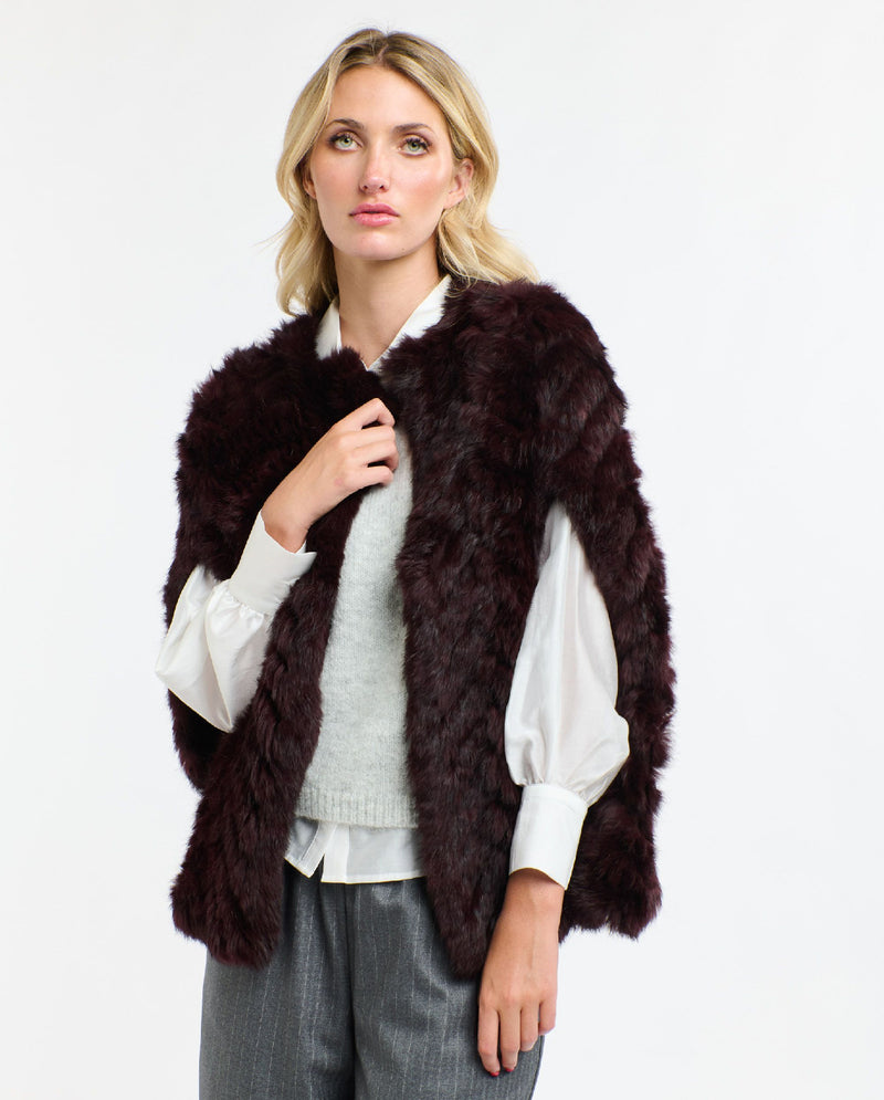 365 Days Merlot Rabbit Fur Cape