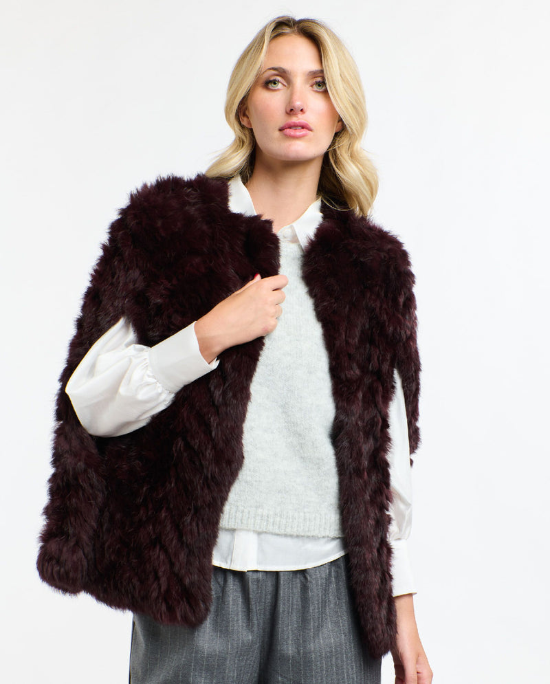 365 Days Merlot Rabbit Fur Cape