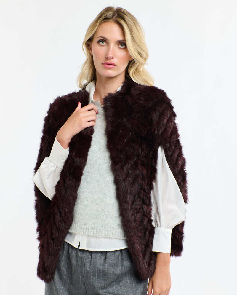 365 Days Merlot Rabbit Fur Cape