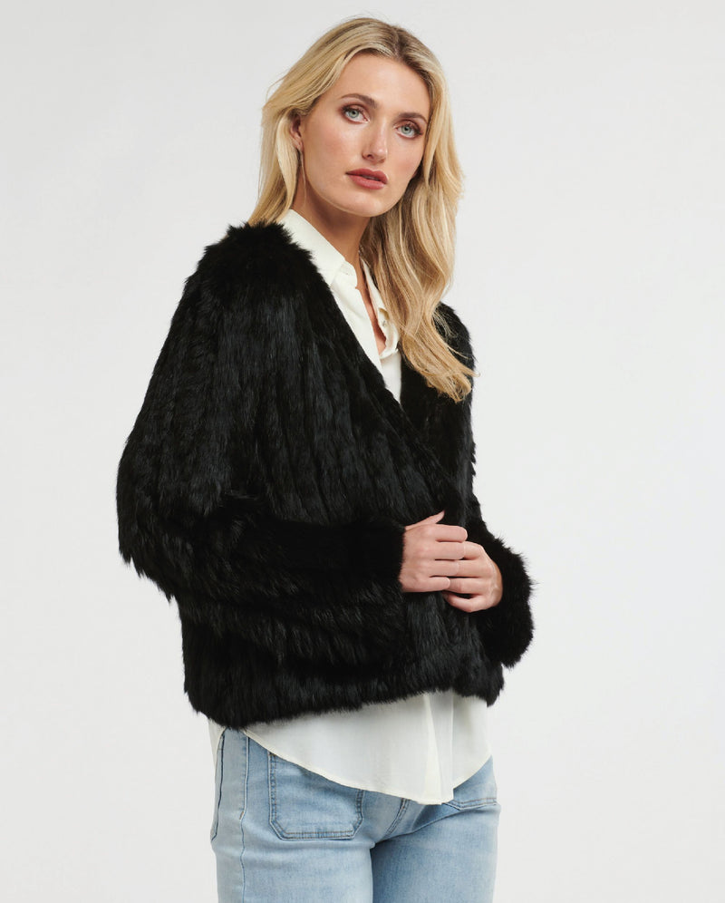 365 Days Black Rabbit Fur Jacket