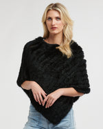 365 Days Black Rabbit Fur Poncho