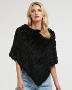 365 Days Black Rabbit Fur Poncho