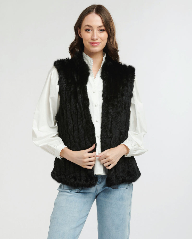 365 Days Black Rabbit Fur Vest