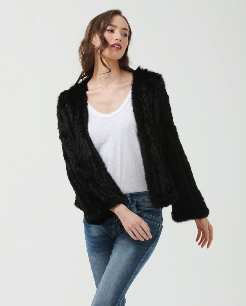 365 Days Black Rabbit Fur Jacket