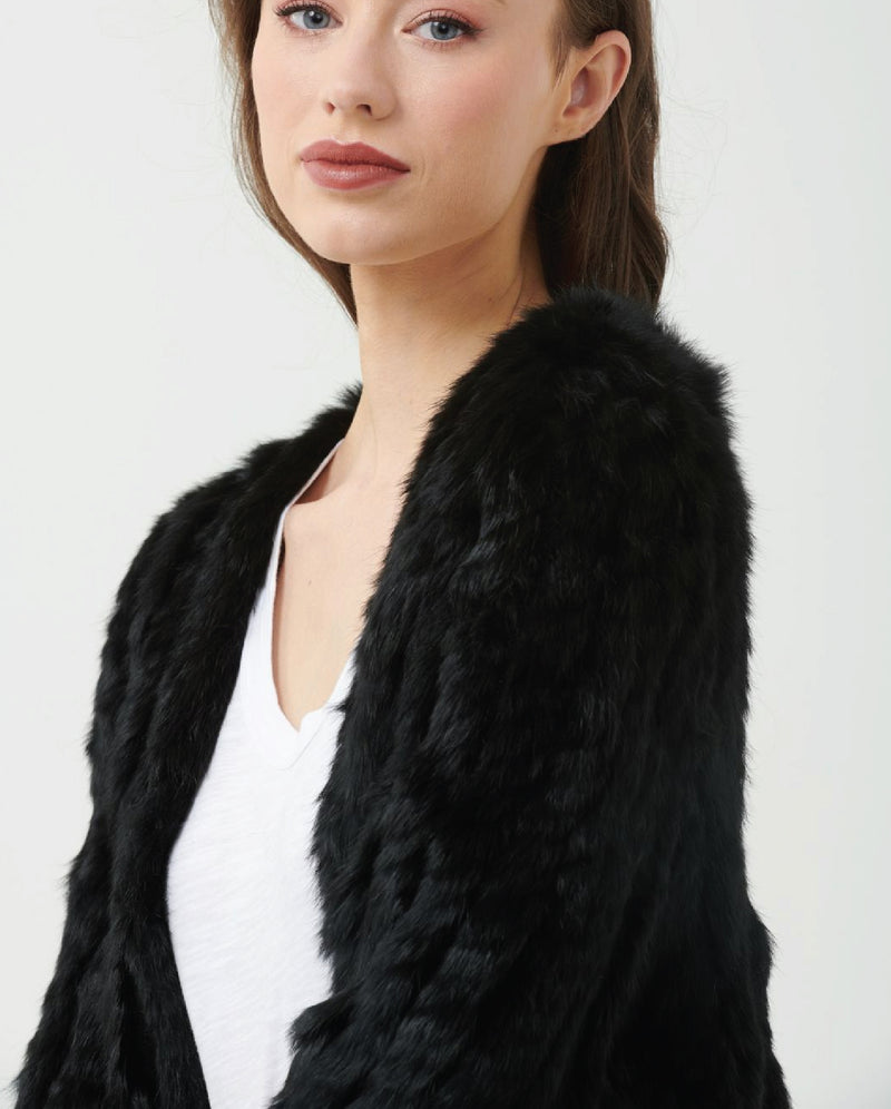 365 Days Black Rabbit Fur Jacket