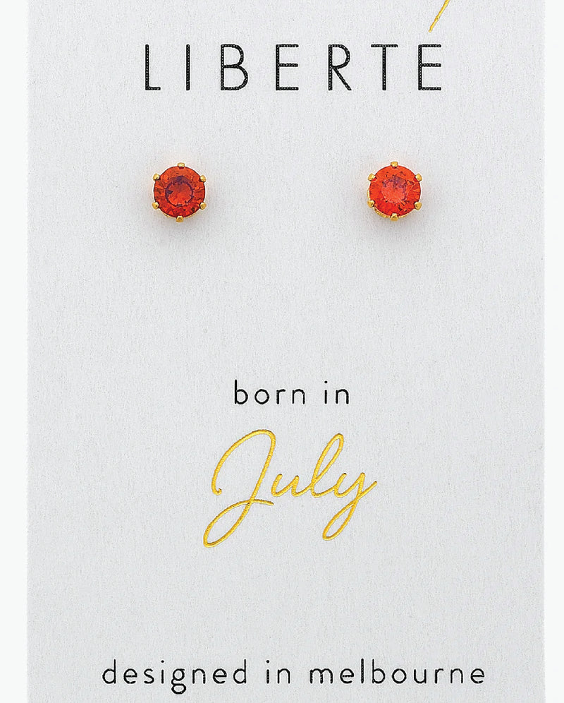 July Ruby Crystal Stud