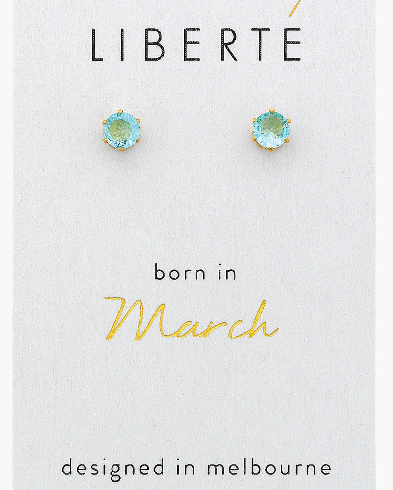 March Aqua Crystal Stud