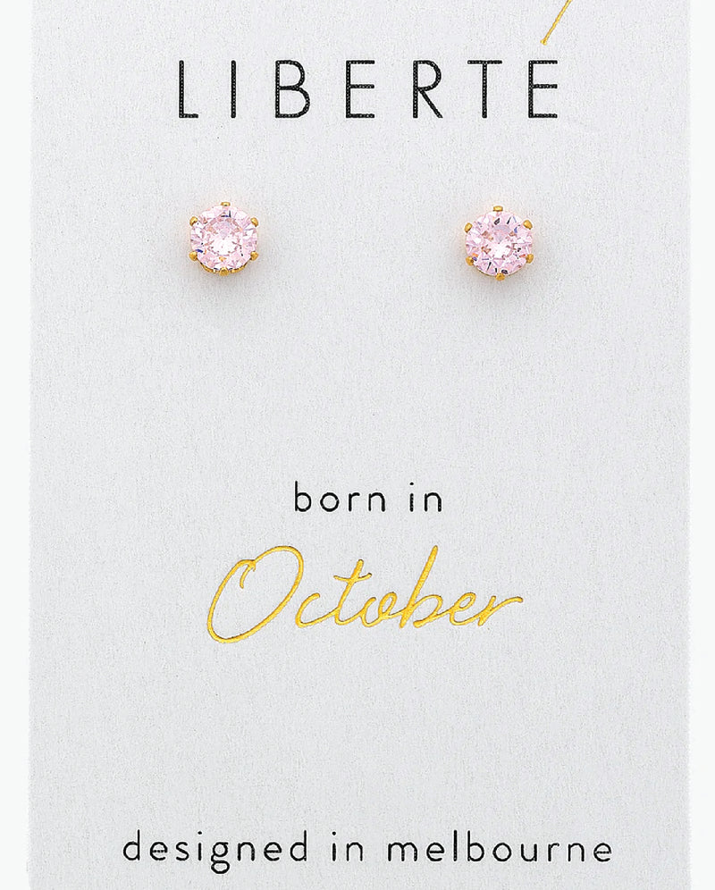 October Light Rose Crystal Stud